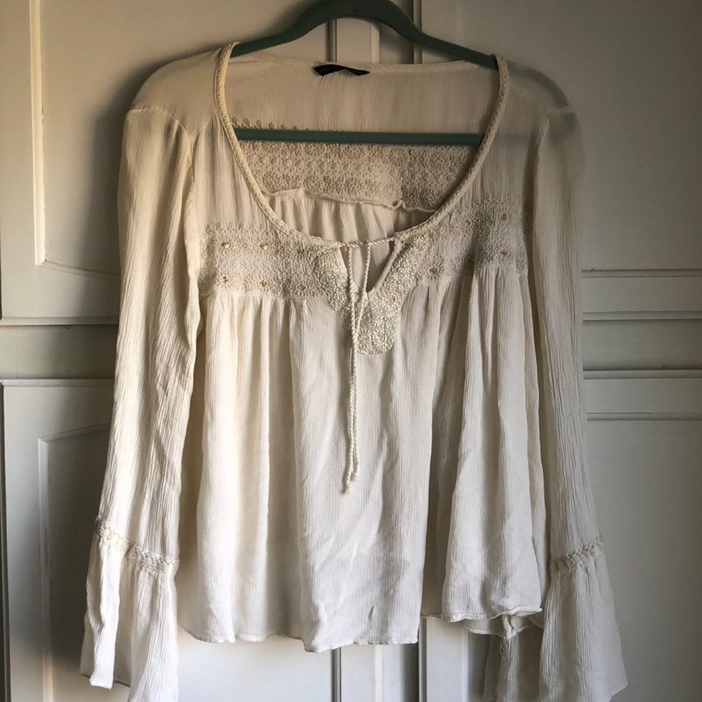 American Eagle outfitters, cropped blouse with bell sleeves